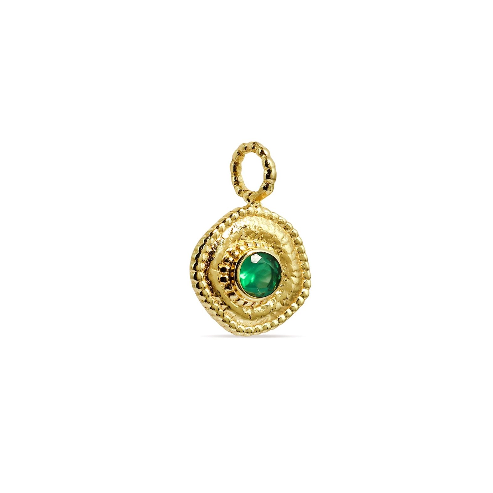 Serene Green Onyx Charm - 22KT Real Gold Plating on Premium Brass Alloy | Luxury Jewelry for Modern Elegance