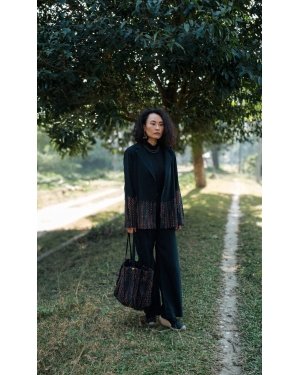 Handwoven Ying Yang Blazer - Black Copper