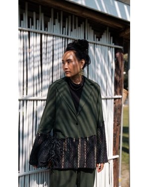 Handwoven Ying Yang Blazer - Green