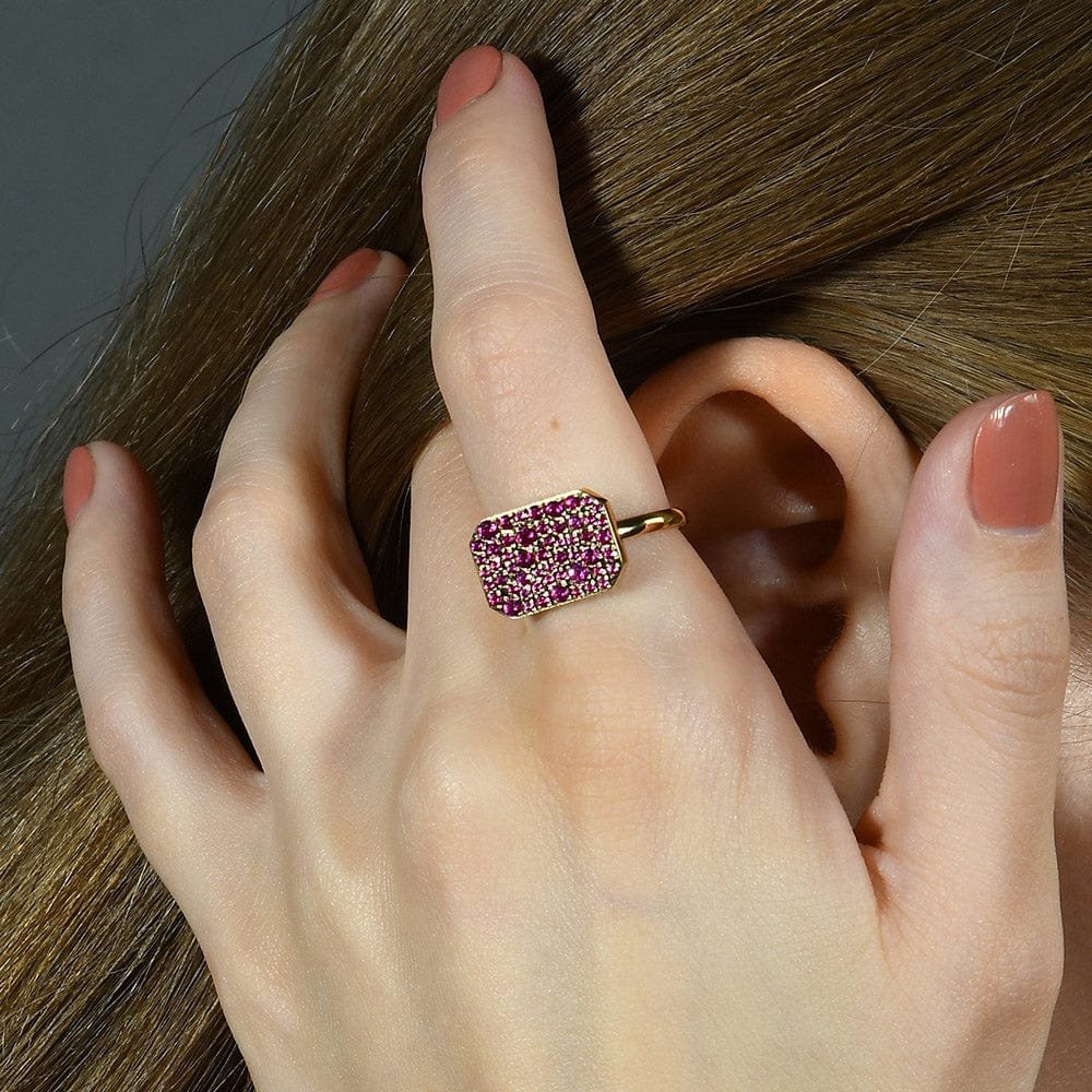 Roseate Bullion Finery Ring - 22K Gold Plated Luxury Statement Band for Women, Handcrafted Premium Brass Alloy Elegant Jewelry