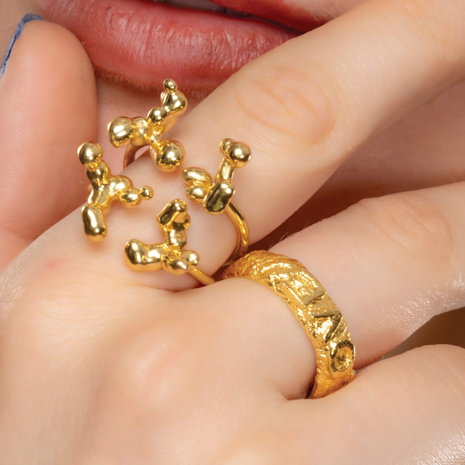 Love Ballad 22KT Gold-Plated Couple Bands for Engagement & Wedding - Premium Brass Alloy, Embossed Design