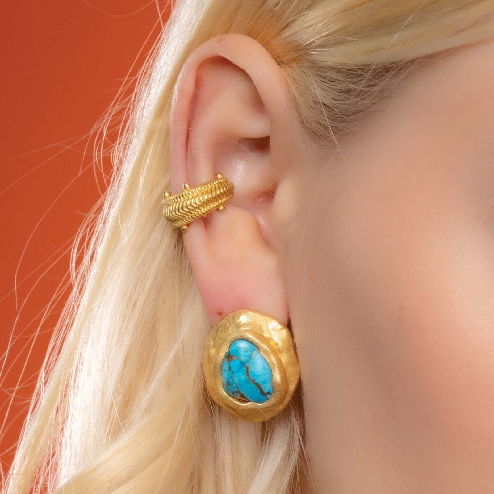 Gold Plated Dotted Ripple Ear Cuff (Single Piece) | Designer Piercing Free Ear Cuff Earrings for Women with 22KT Real Gold Plating