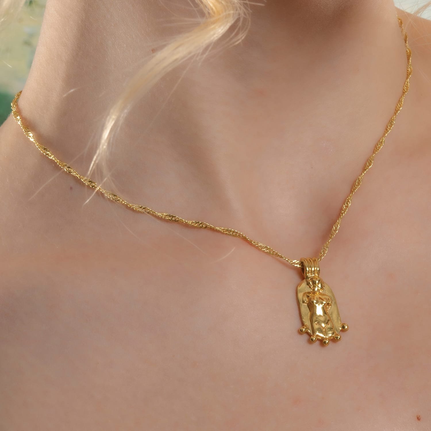 Sculpted Femme Body Necklace for Women – Artistic Statement Jewellery with 22KT Real Gold Plating on Premium Brass Alloy for Party, Contemporary & Fashion Wear