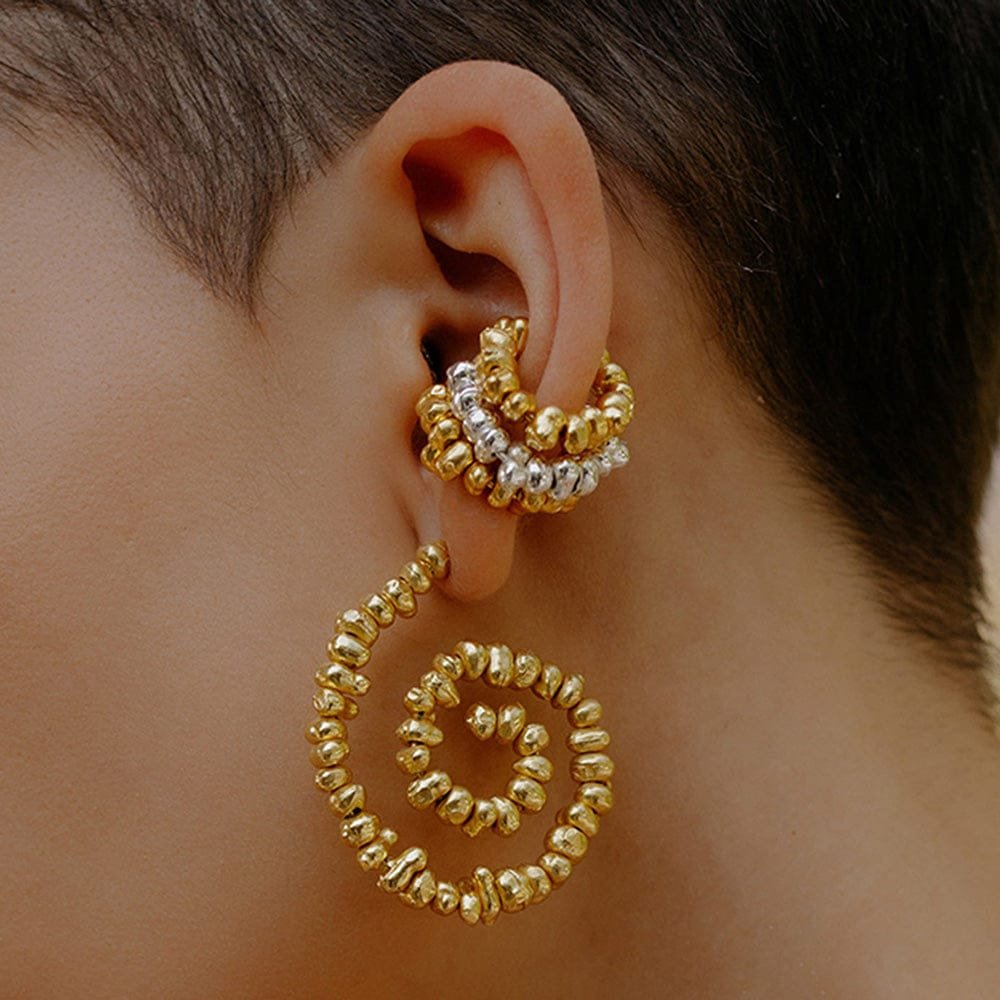 Molten Dance of Flames Earrings for Women and Girls | Molten Gold Earrings with 22KT Real Gold Plating on Premium Brass Alloy | Artistic Statement Jewelry