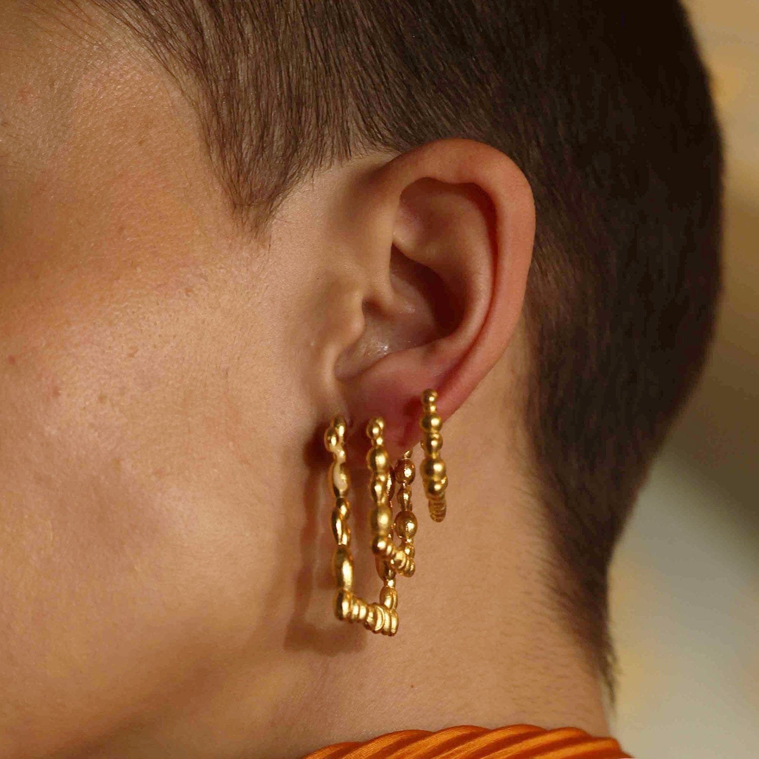 Rowdy Geometric Huggies Mini for Women and Girls - 22KT Real Gold Plating on Genuine 925 Sterling Silver, Small Square Geometric Hoop Earrings, Hypoallergenic Minimalist Jewelry for Daily Wear & Ear Stacking