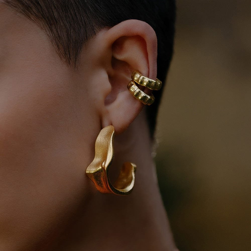 Ancient Patina Ear Cuff (Single Piece) | Designer Piercing Free Ear Cuff Earrings for Women with 22KT Real Gold Plating