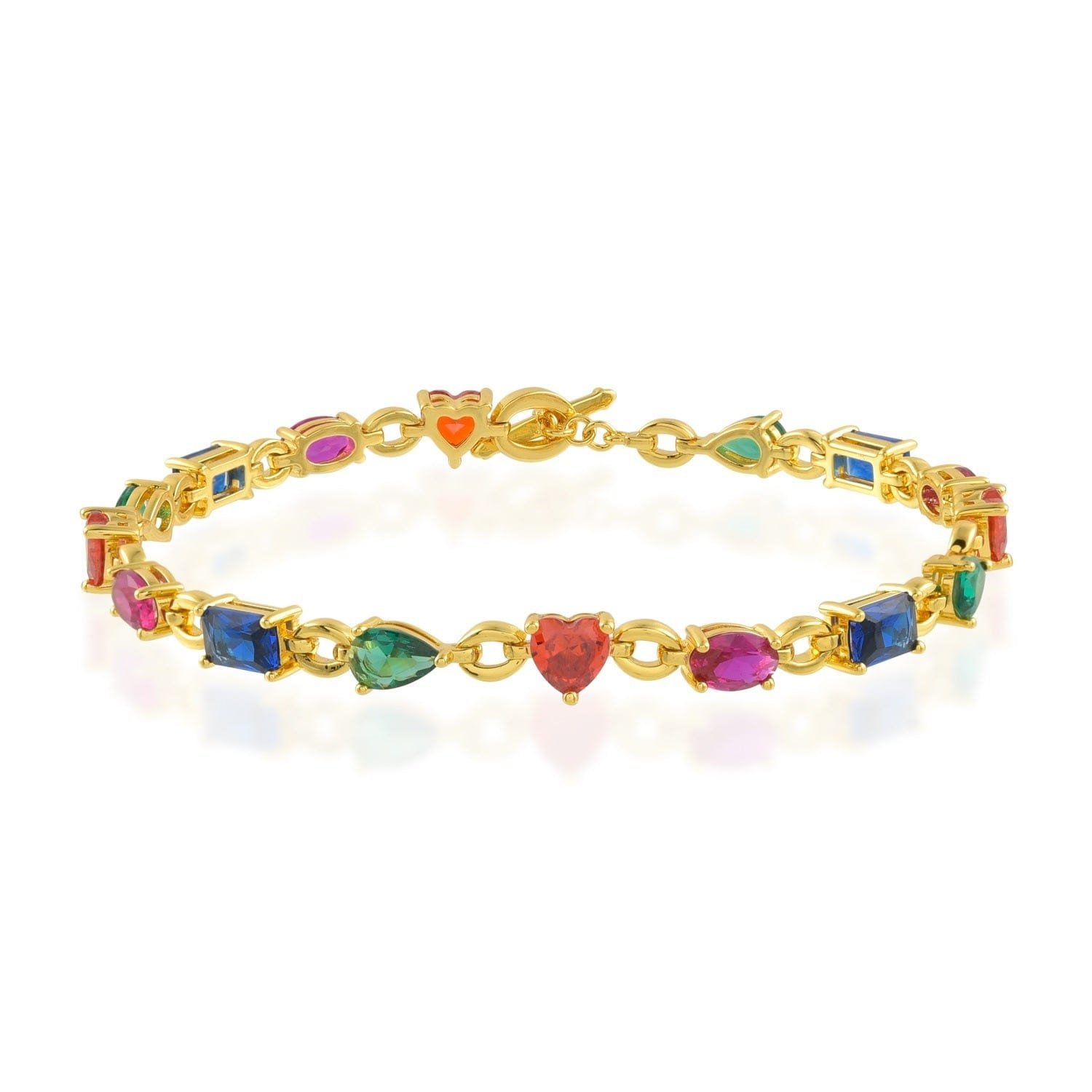 Multihued Crescendo Bracelet for Women & Girls - Rainbow Bracelet, 22KT Real Gold Plating on Premium Brass Alloy, Trendy Adjustable Design