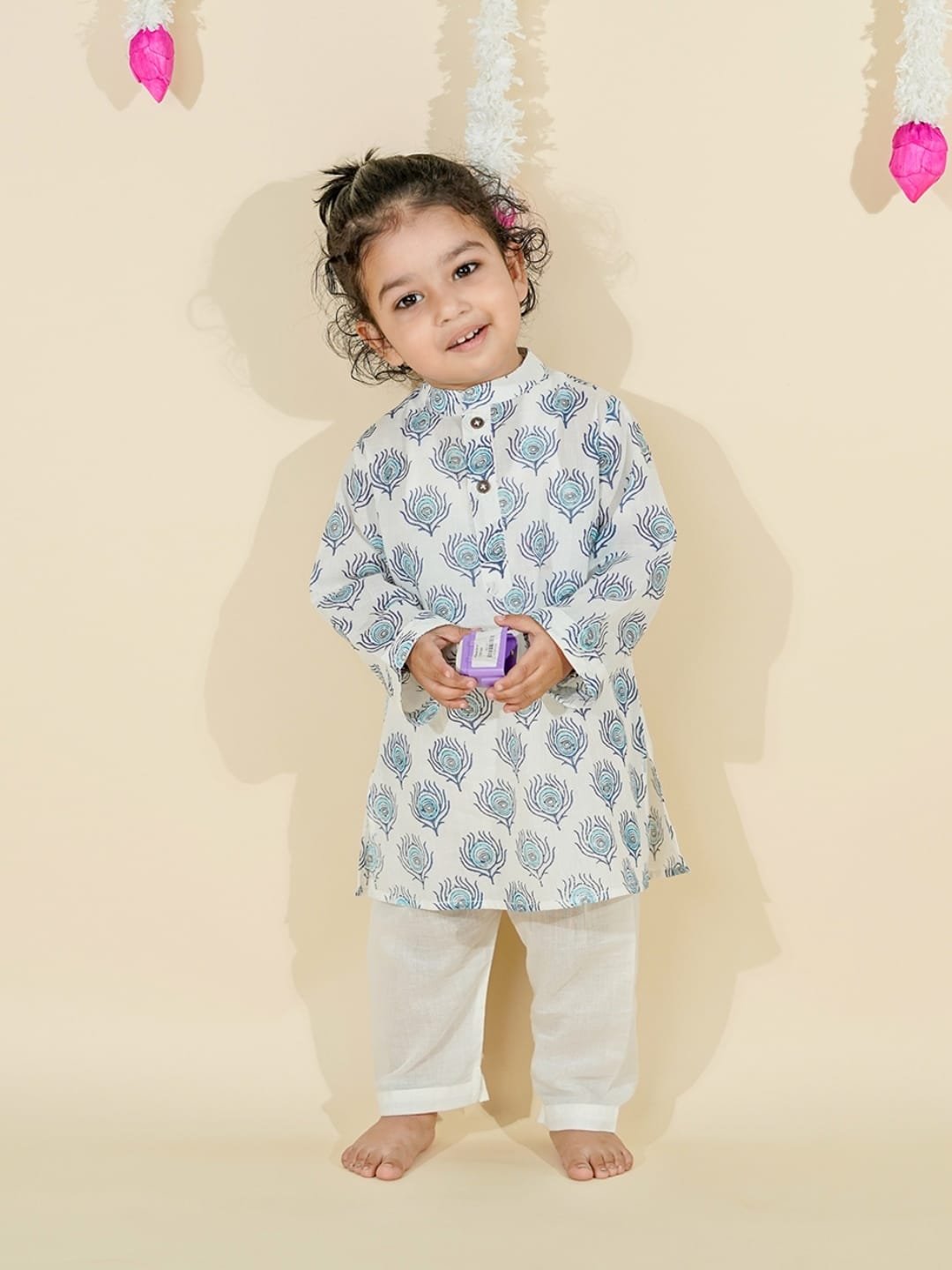 Baby Boy Peacock Peekaboo Kurta Set