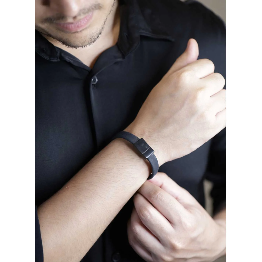 Classic Gun Metal Cork Wrist Band