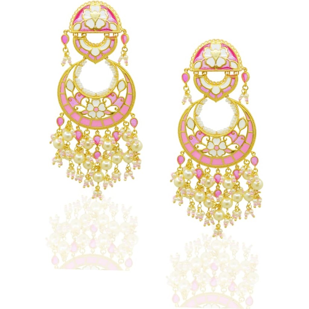 Feroza Gulaabi Chandbali Earrings
