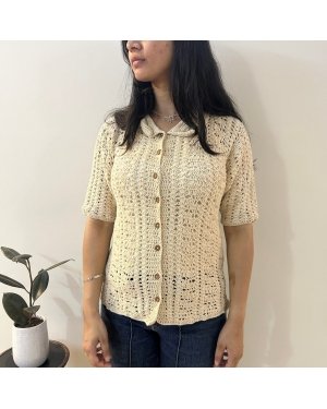 Ecru Loom Lines Crochet Shirt