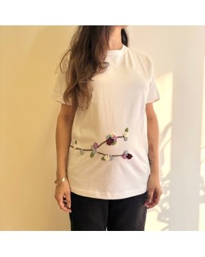 White Serene Stitch T-Shirt