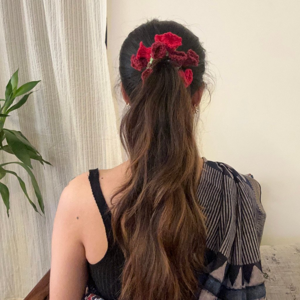 Red and Maroon Tulips Scrunchie
