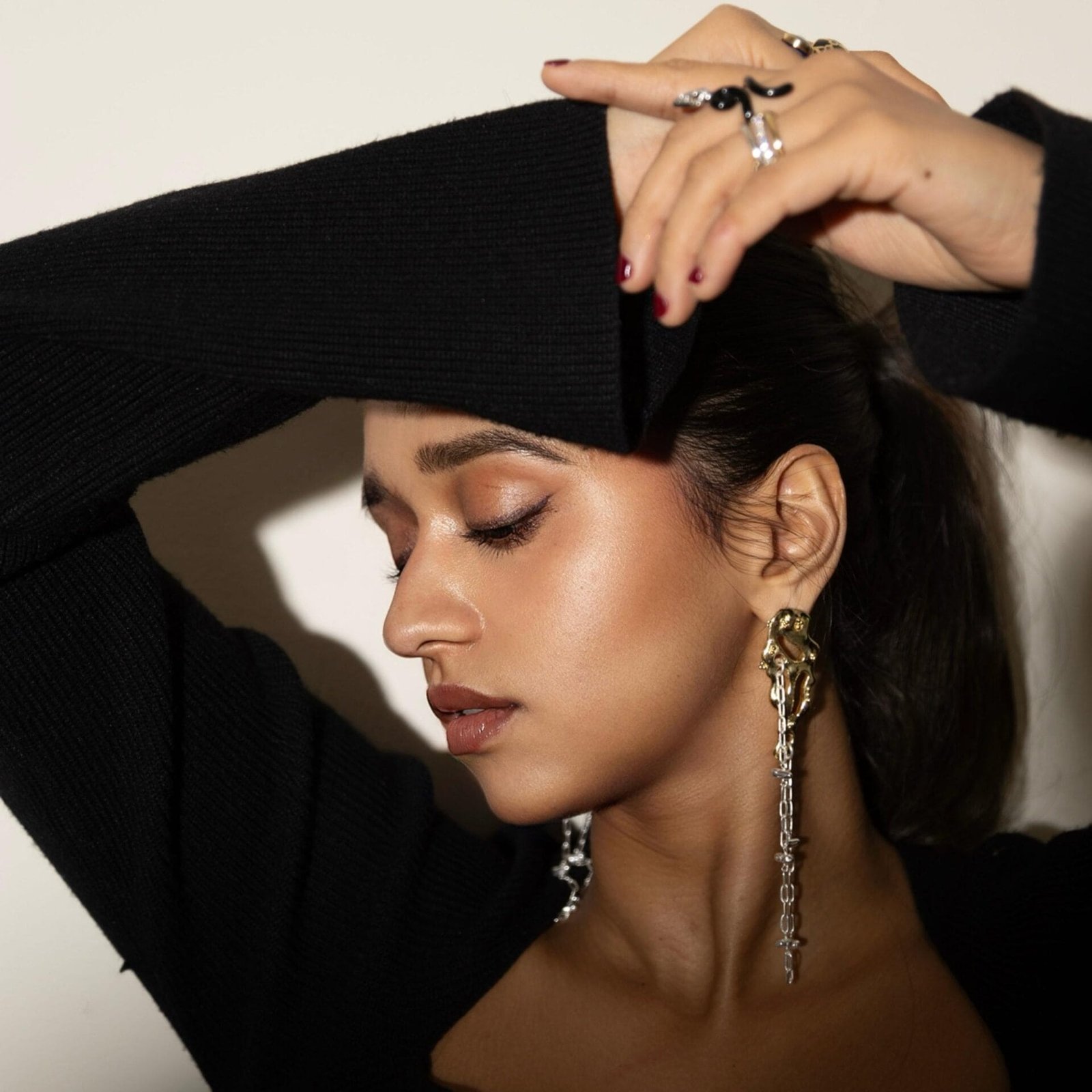 Molten Lava Satellite Two Tone Earrings for Women & Girls - Real Silver Plating on Premium Brass Alloy, Trendy Statement Earrings, Fashion Jewelry Gift