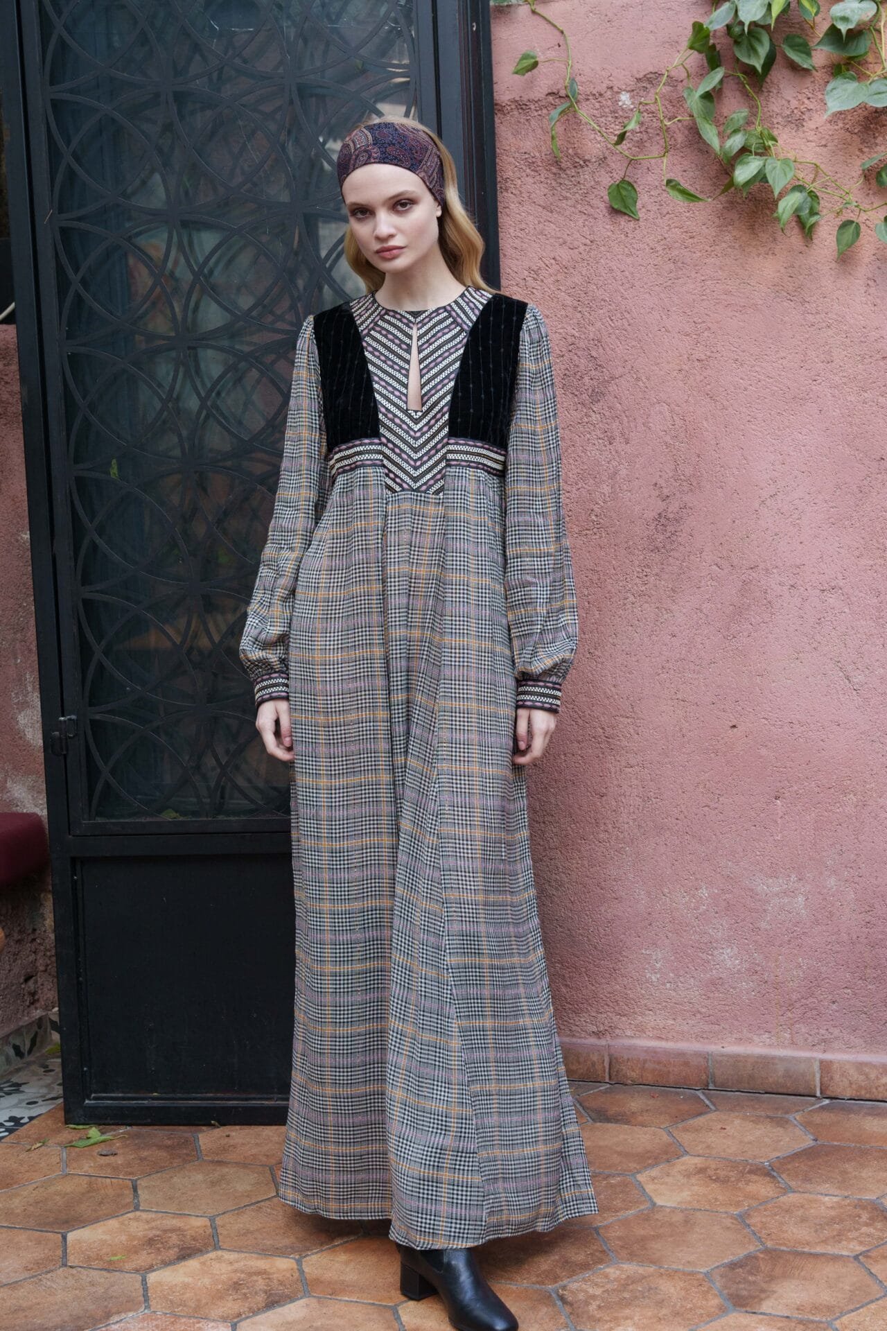 Black and white checks with embroid