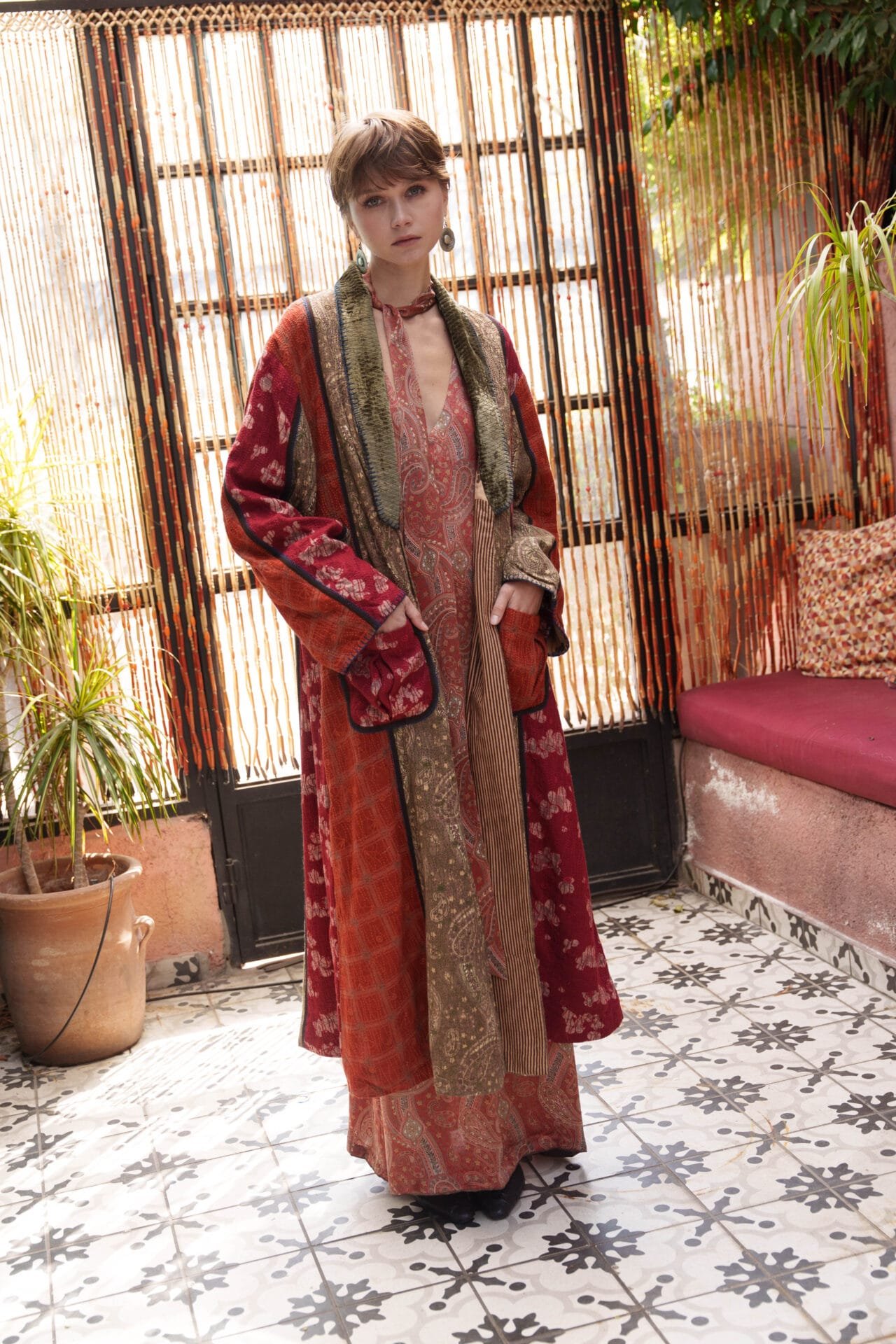 Multi color printed and embroidered