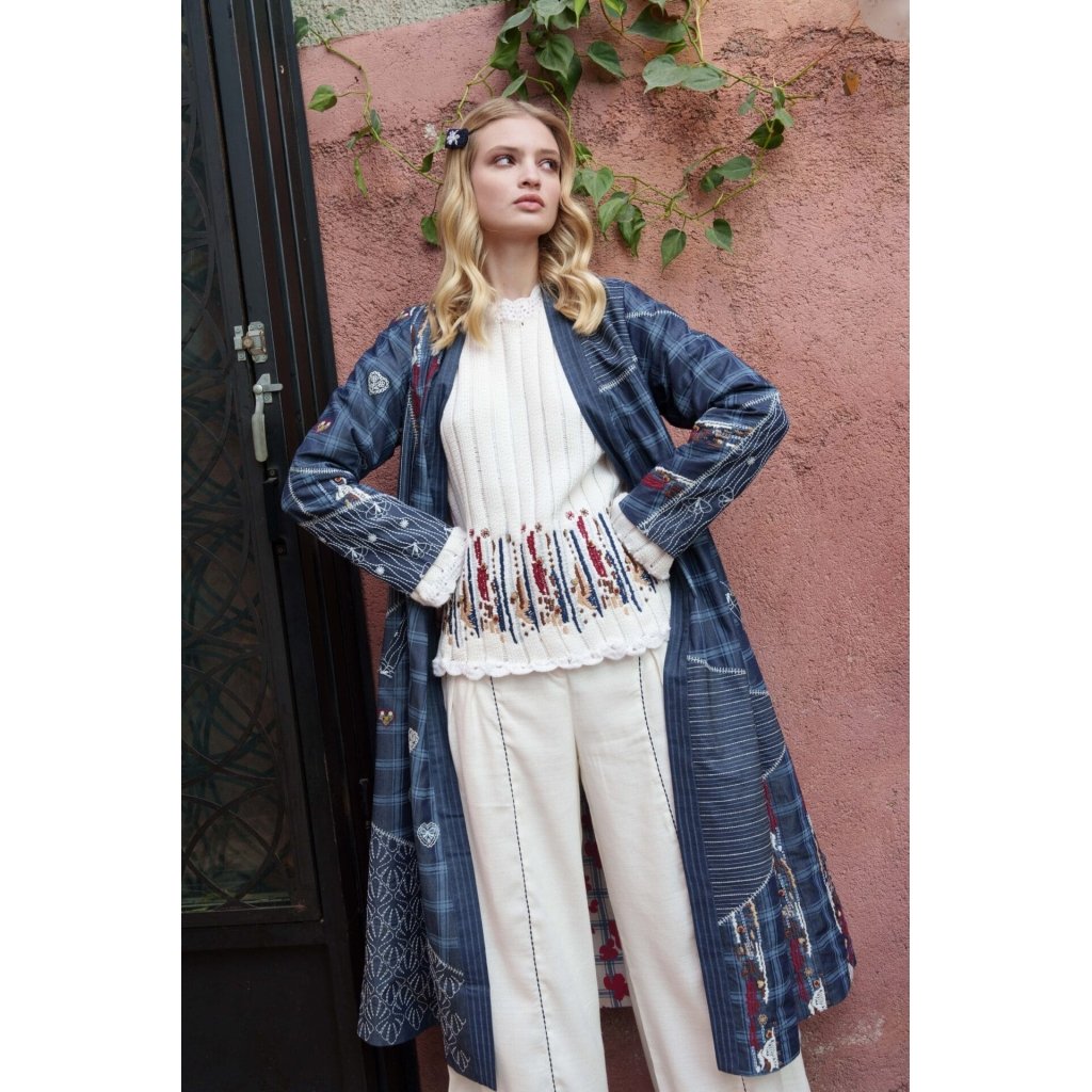 White embroidered sweater