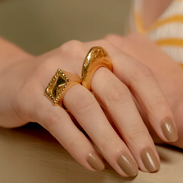 Echoing Dome Ring – Dome Shaped Finger Ring with 22KT Real Gold Plating on Premium Brass Alloy