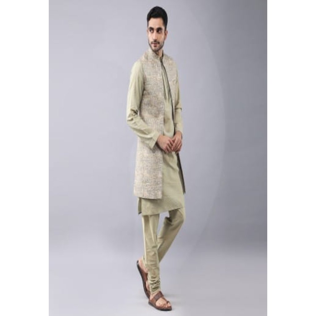 Printed front open bundi jacket wit
