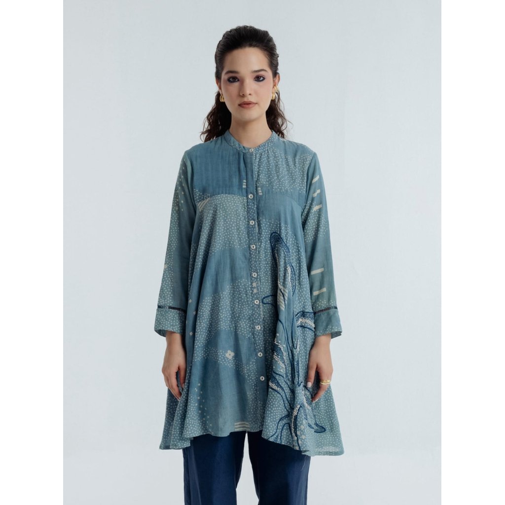 INDIGO FLARE SHIRT