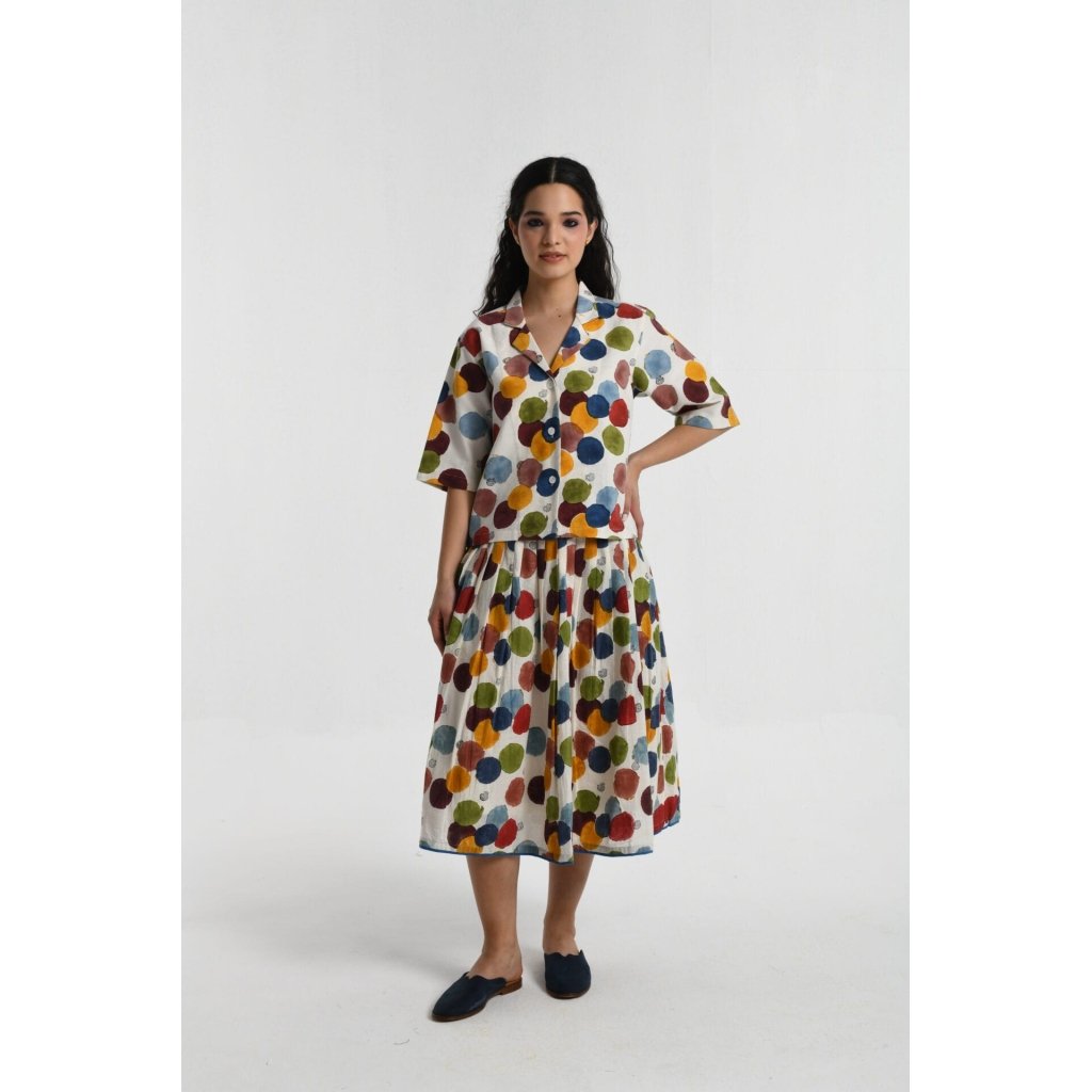 VOID POLKA PLEATED SKIRT