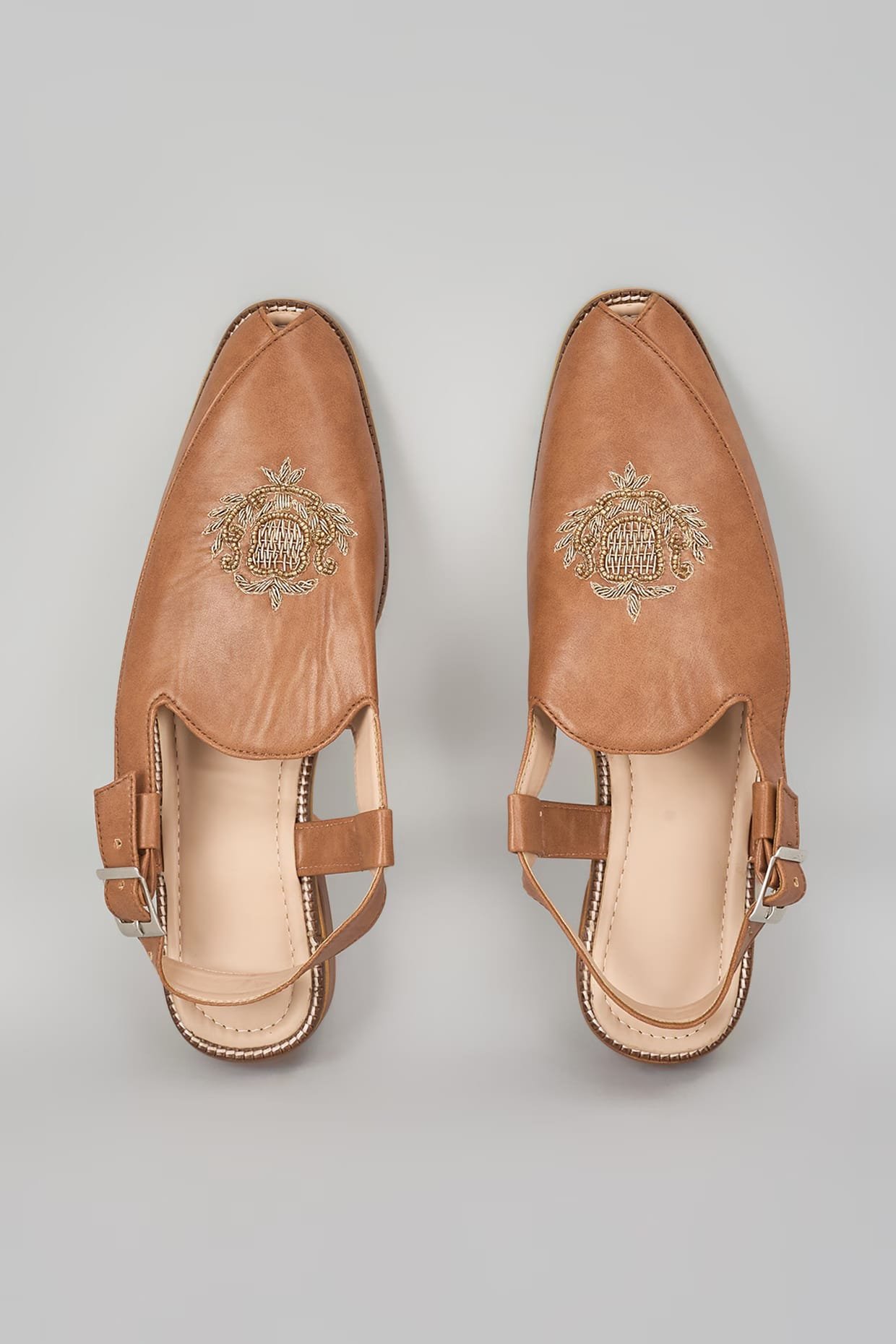 Brown Embroidered Peshawaris