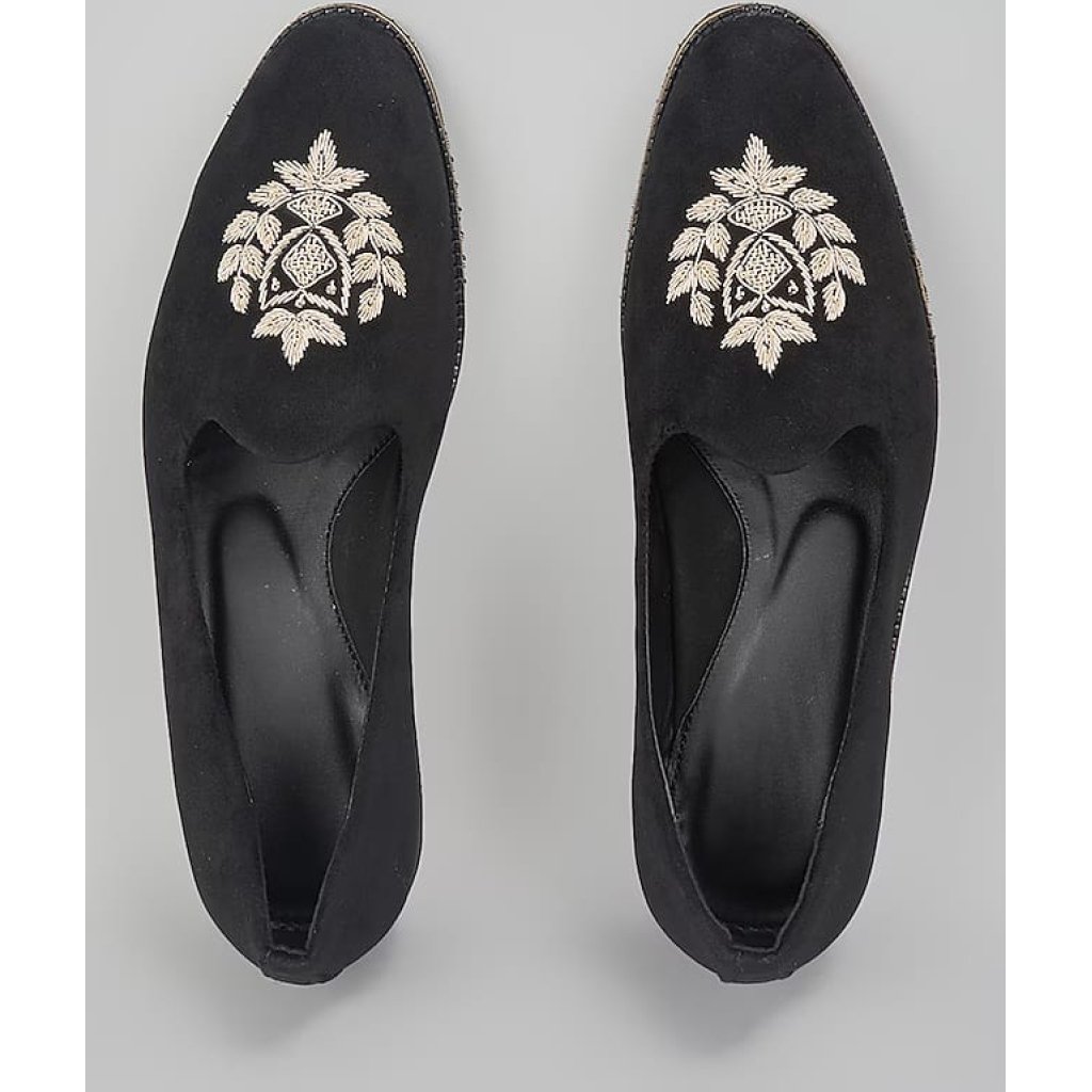 Black Embroidered Loafers