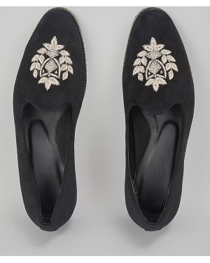 Black Embroidered Loafers