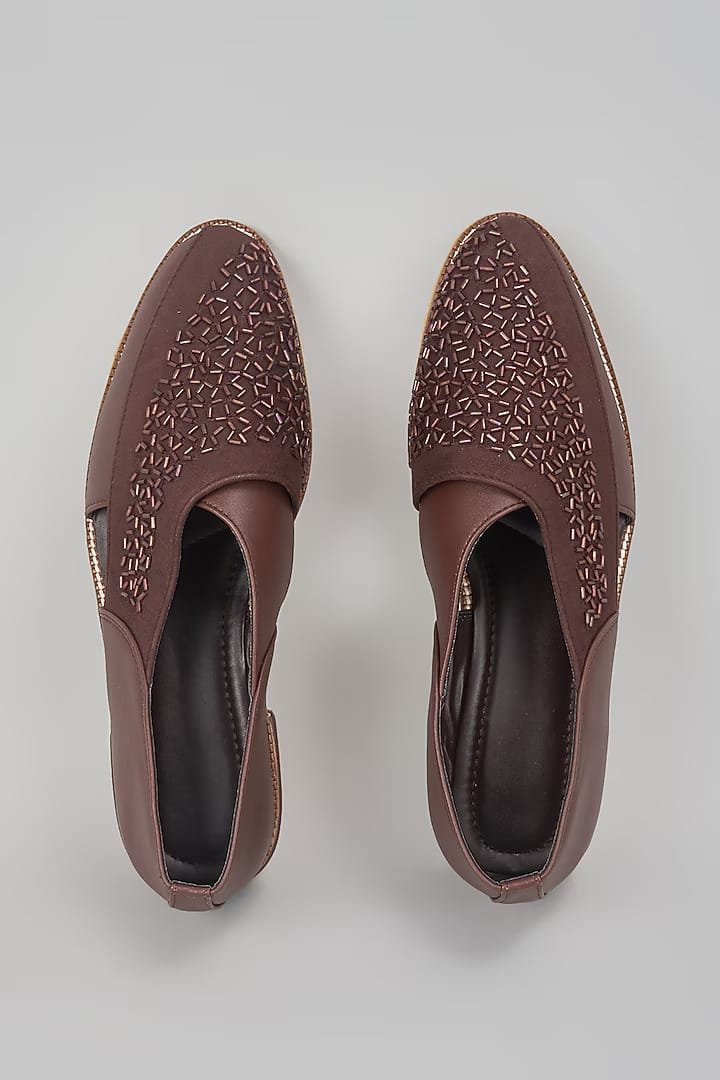 Brown Embroidered Peshawaris