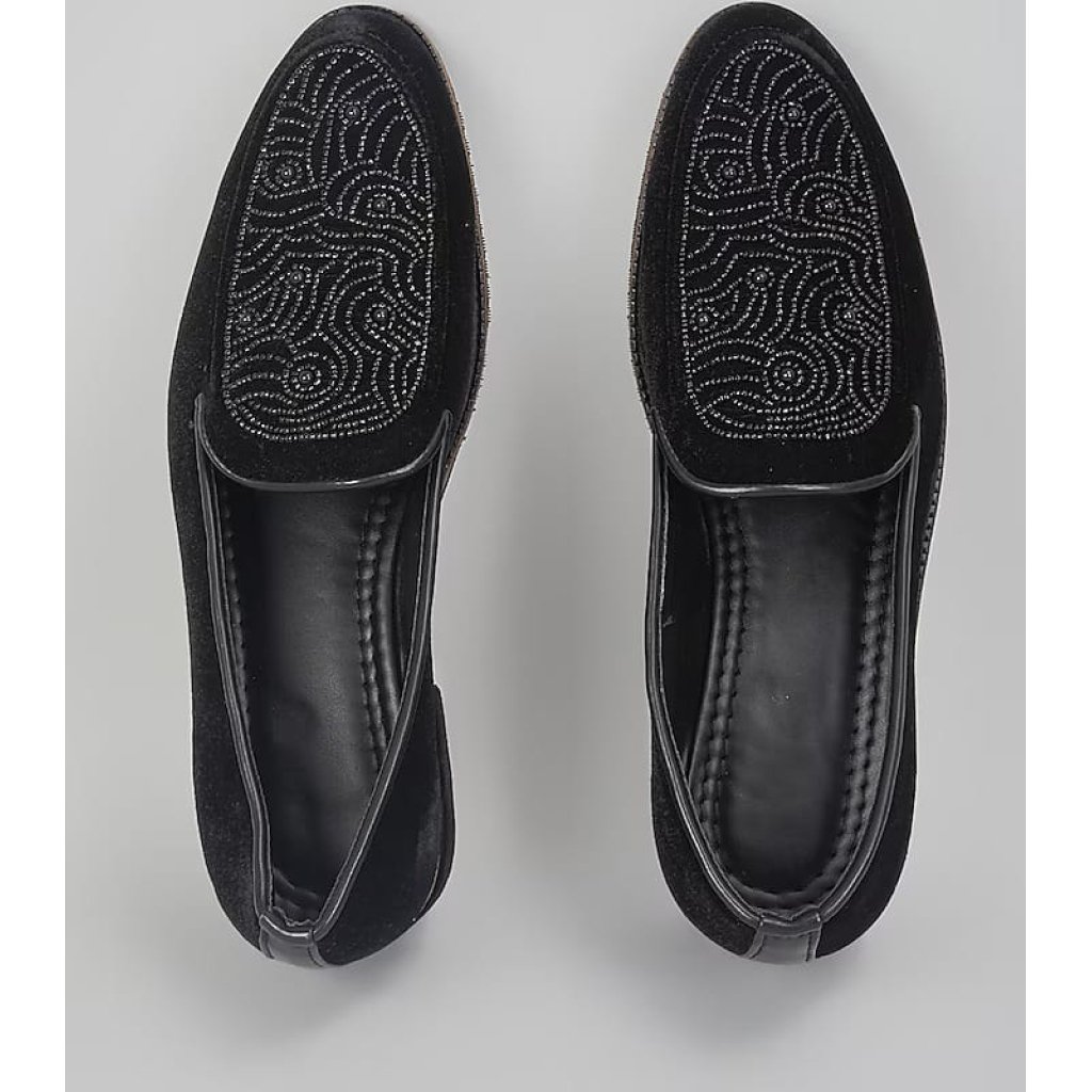 Black Embroidered Loafers