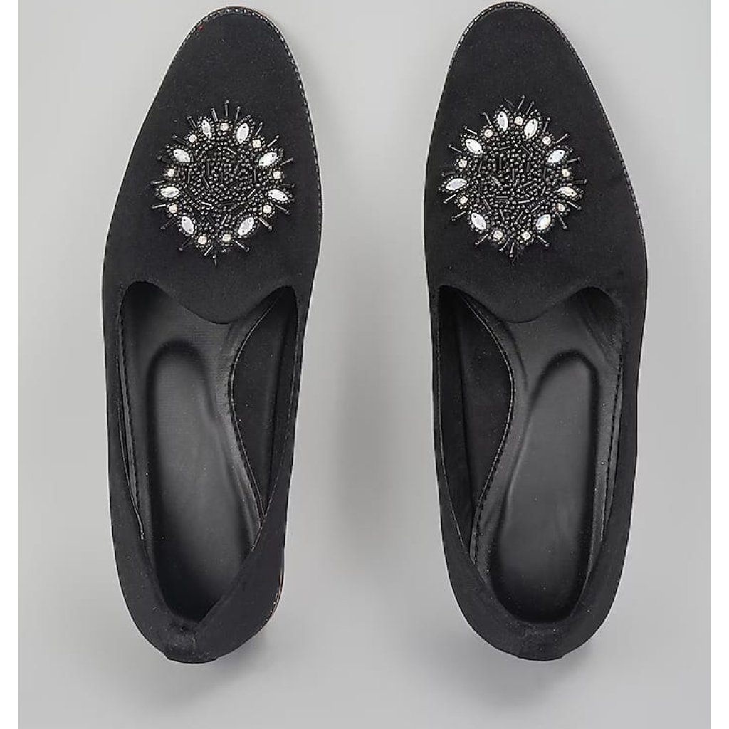 Black Embroidered Loafers