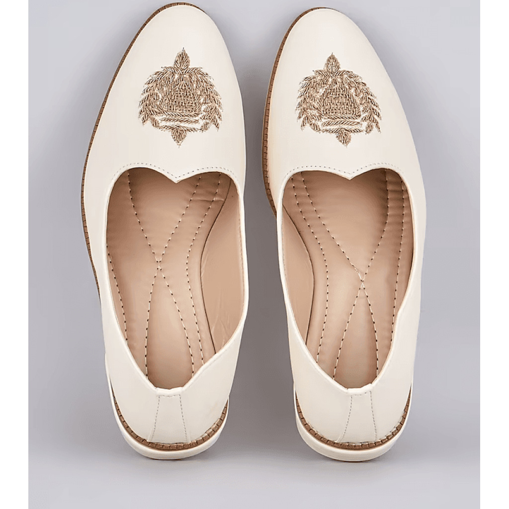 Ivory Crown Leather Loafers