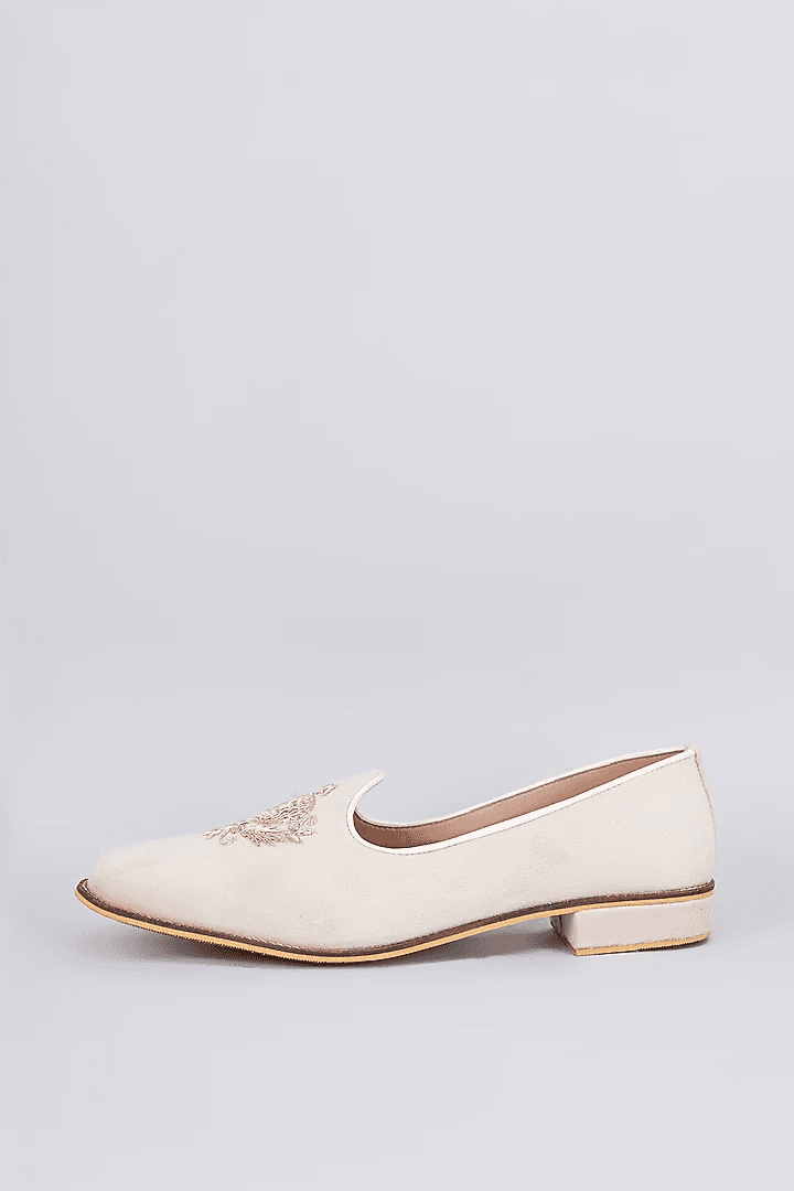 Ivory Crown Suede Loafers