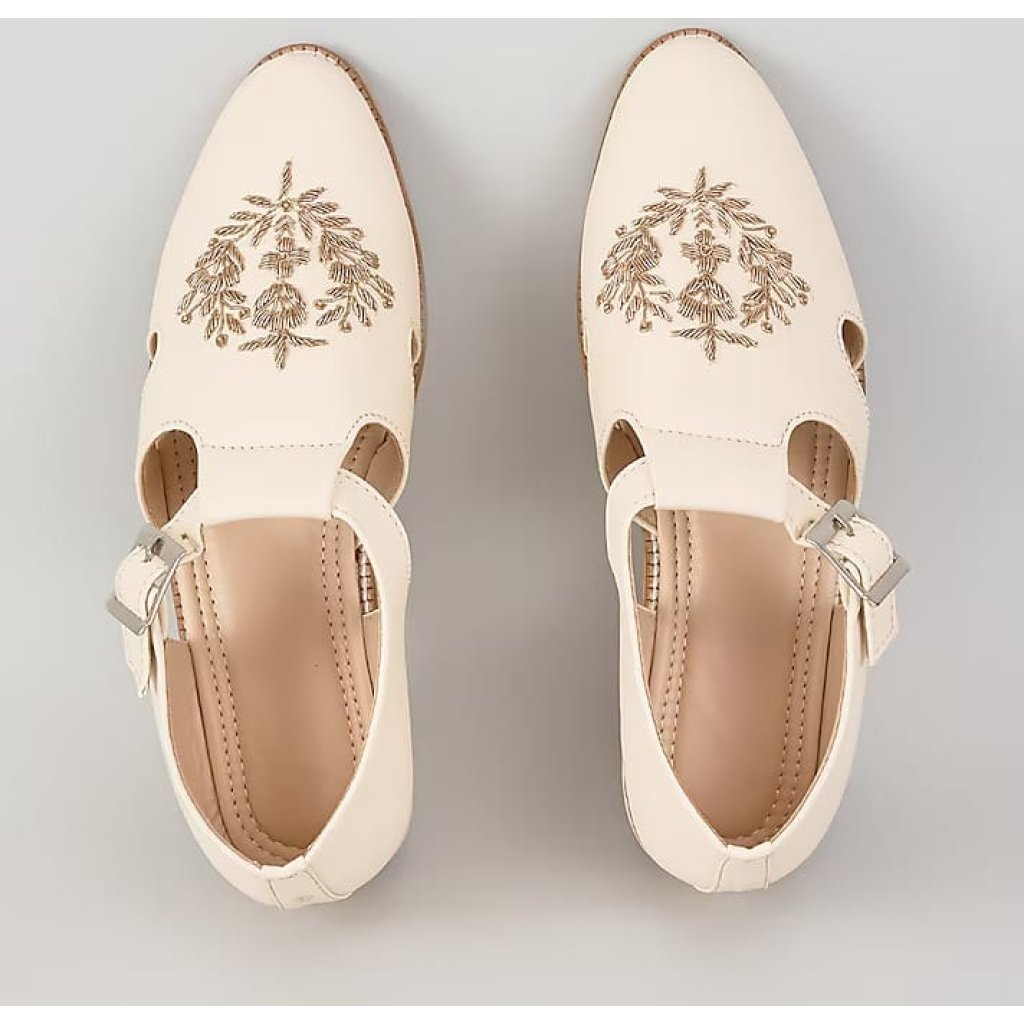 Ivory Crown Buckle Sandals