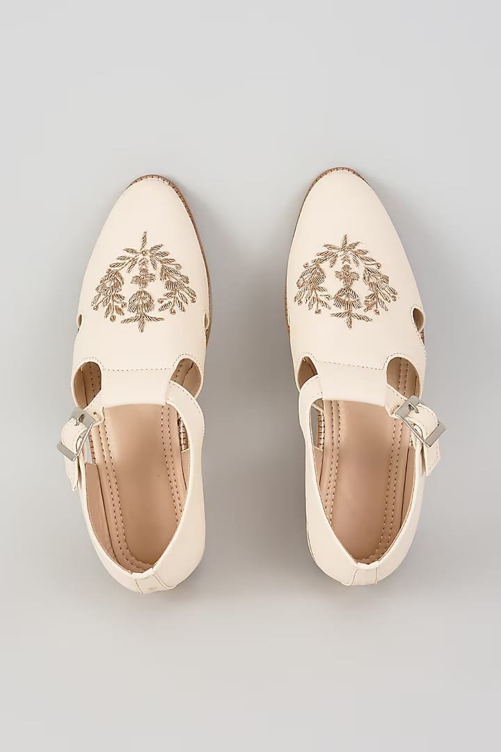 Ivory Crown Buckle Sandals