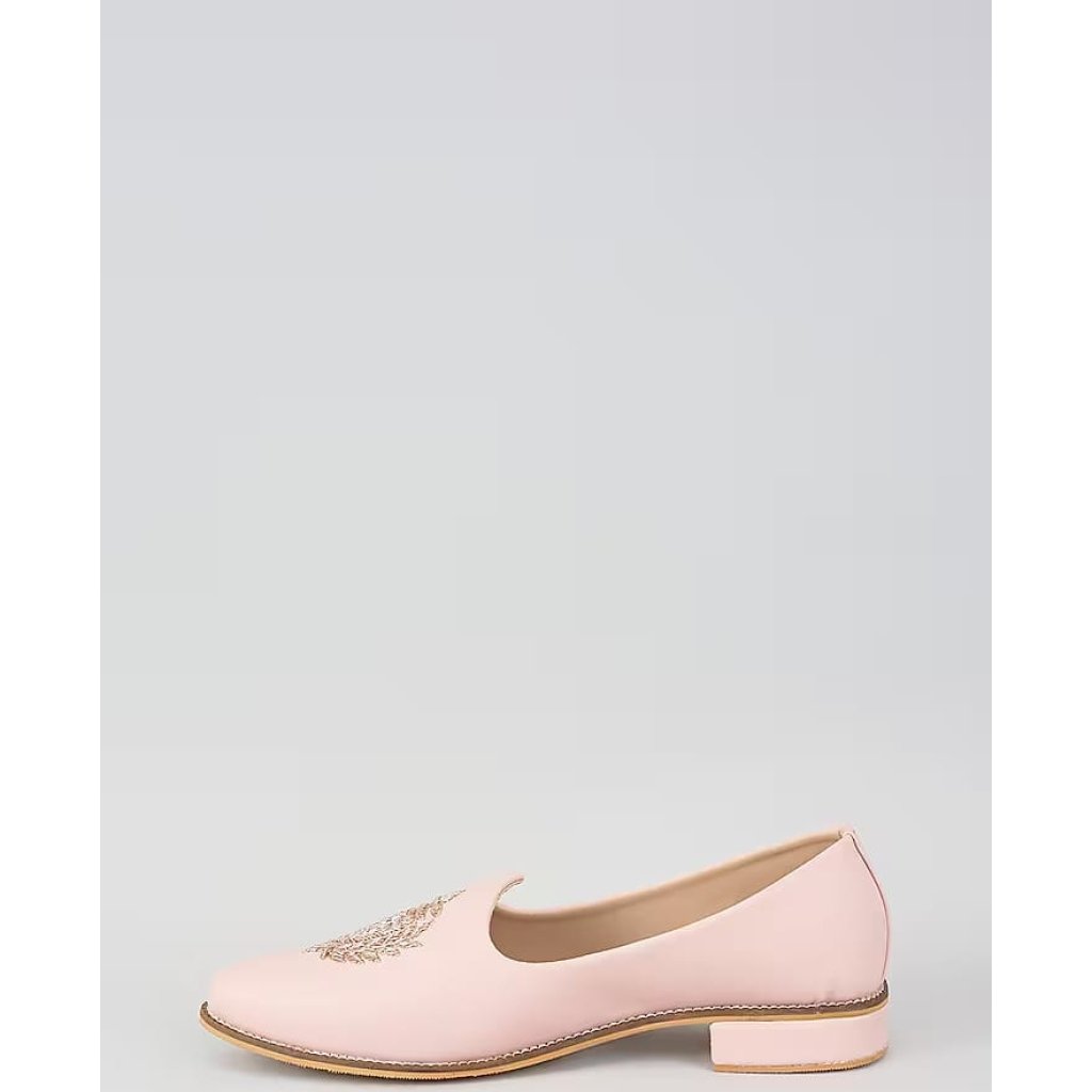 Blush Crown Leather Loafers