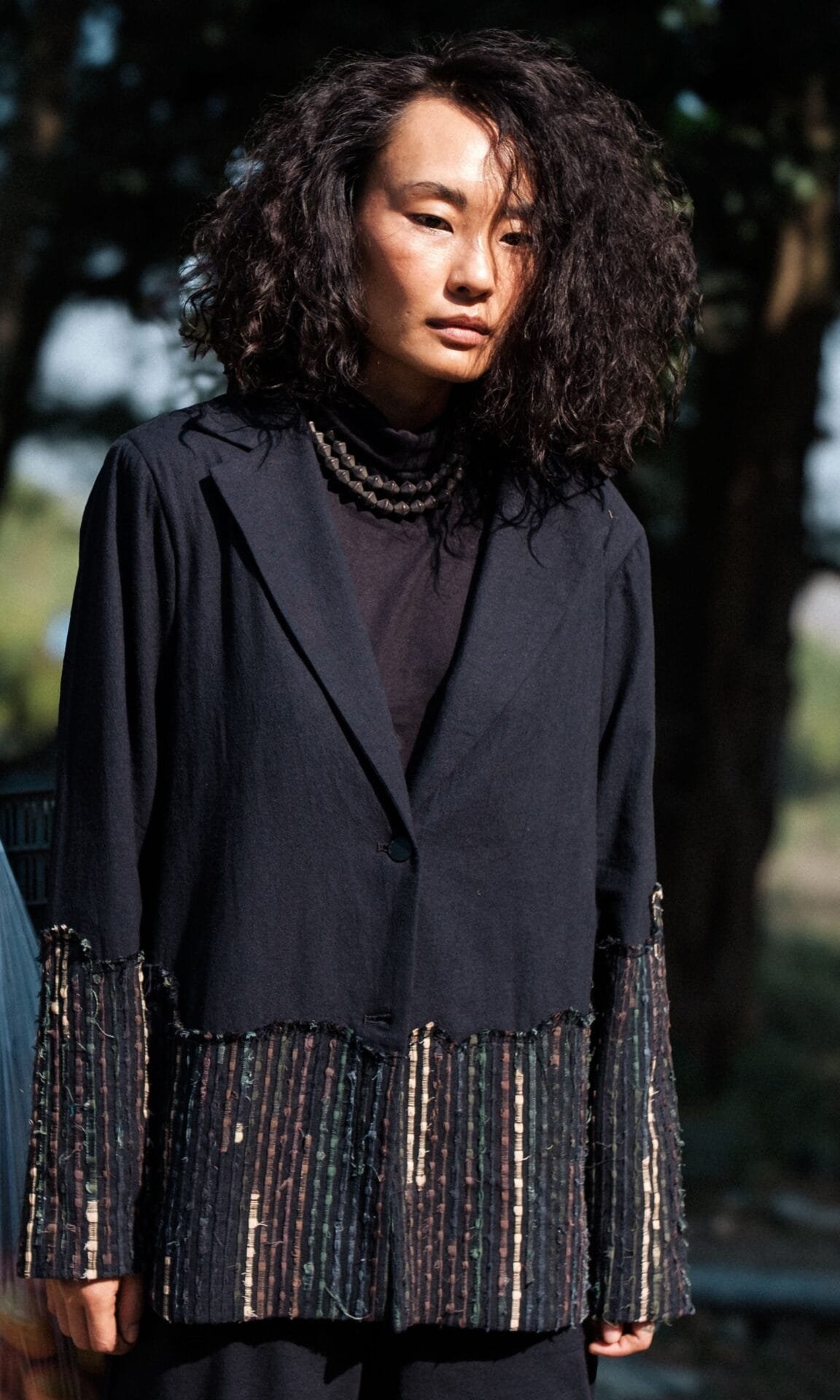 Handwoven Ying Yang Blazer - Black