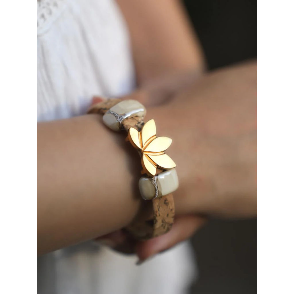Sacred Lotus Bracelet in White and