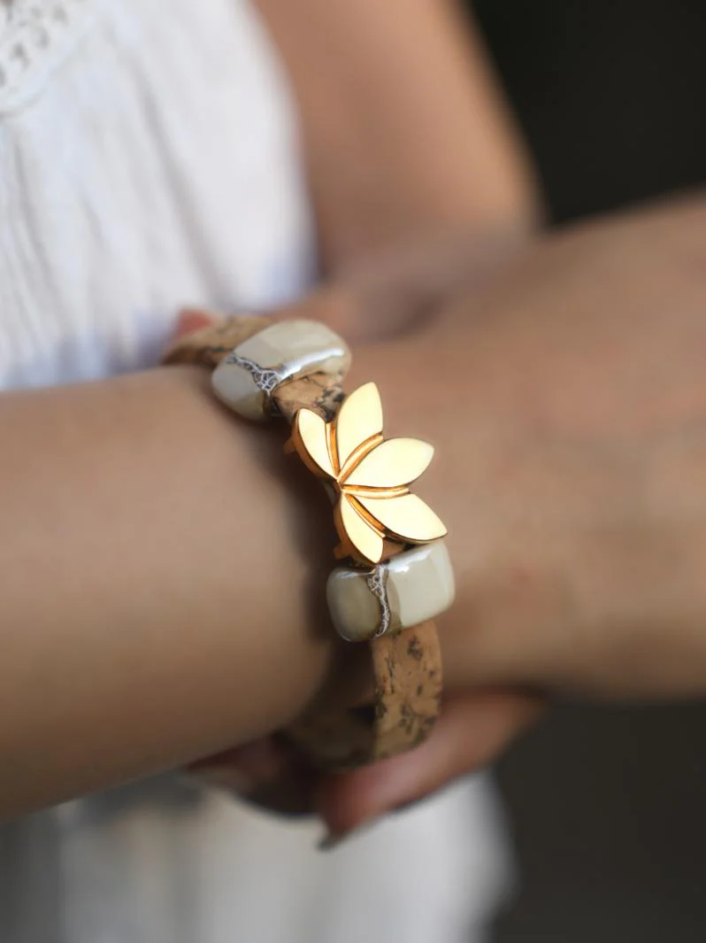 Sacred Lotus Bracelet in White and
