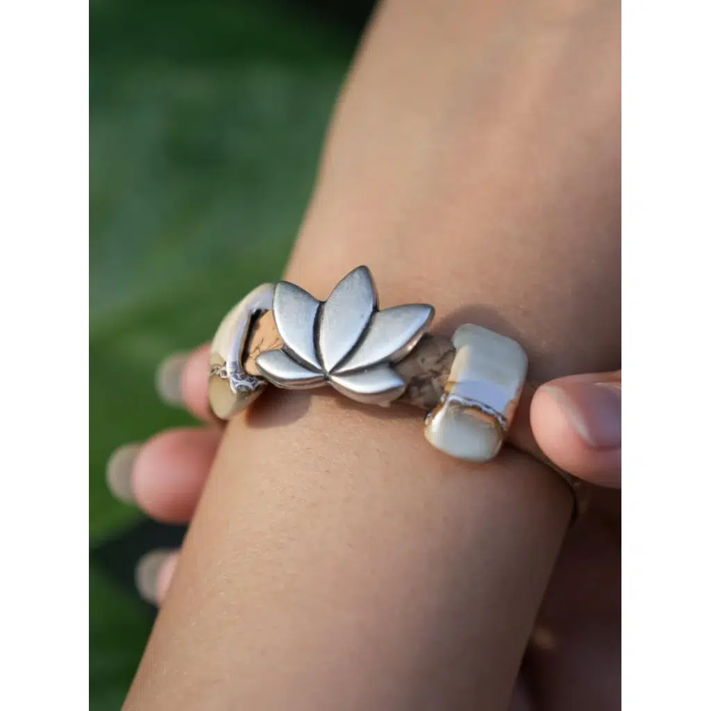 Sacred Lotus Bracelet in White and