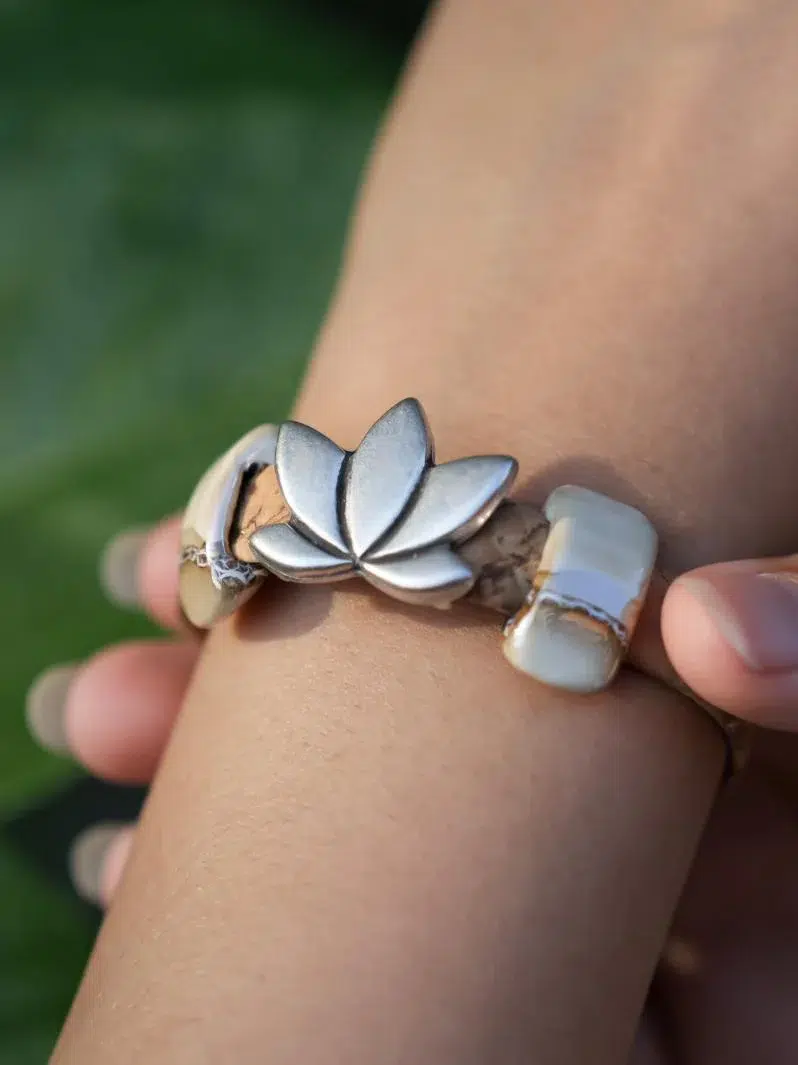 Sacred Lotus Bracelet in White and