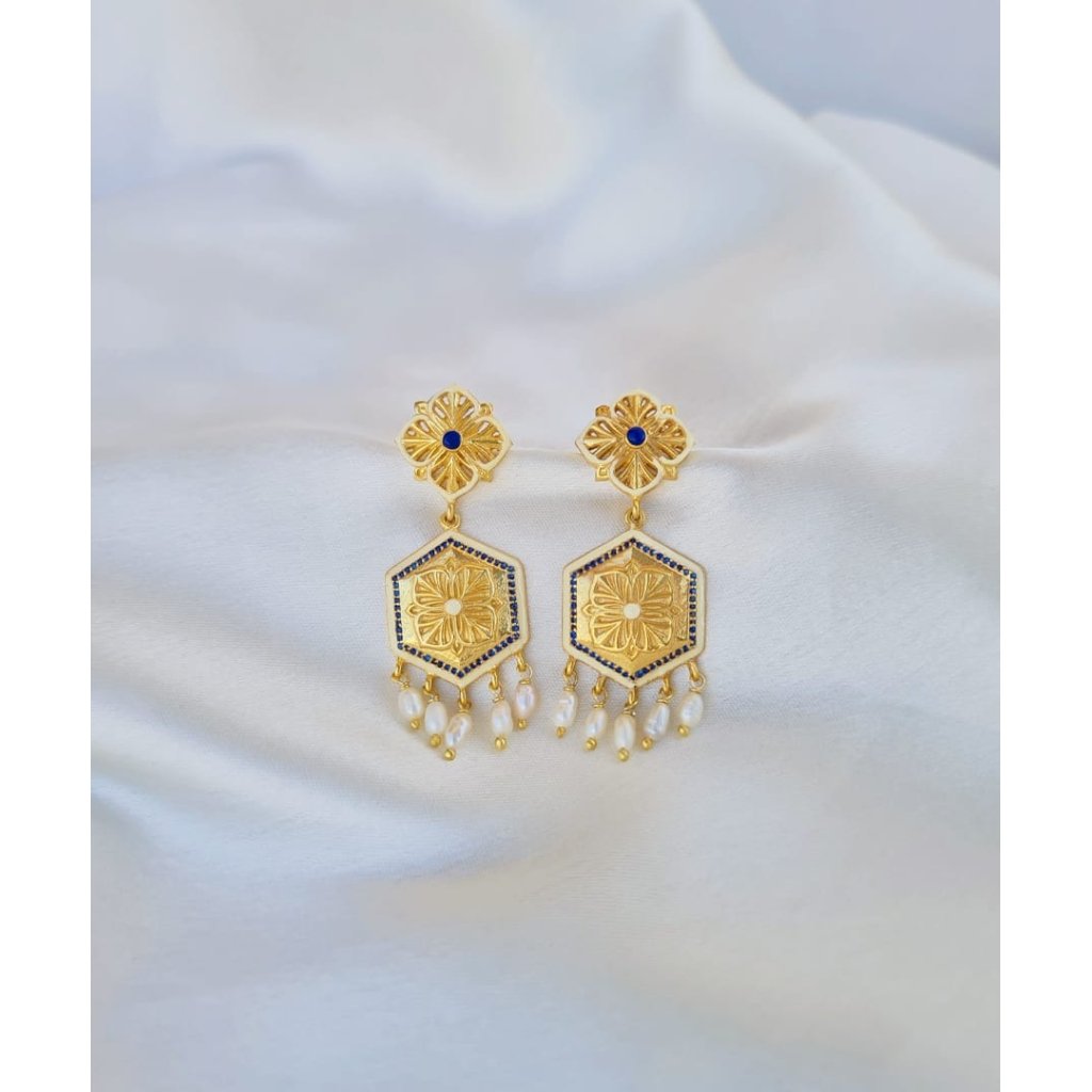 Blue Zircon Magnolia Small Earrings