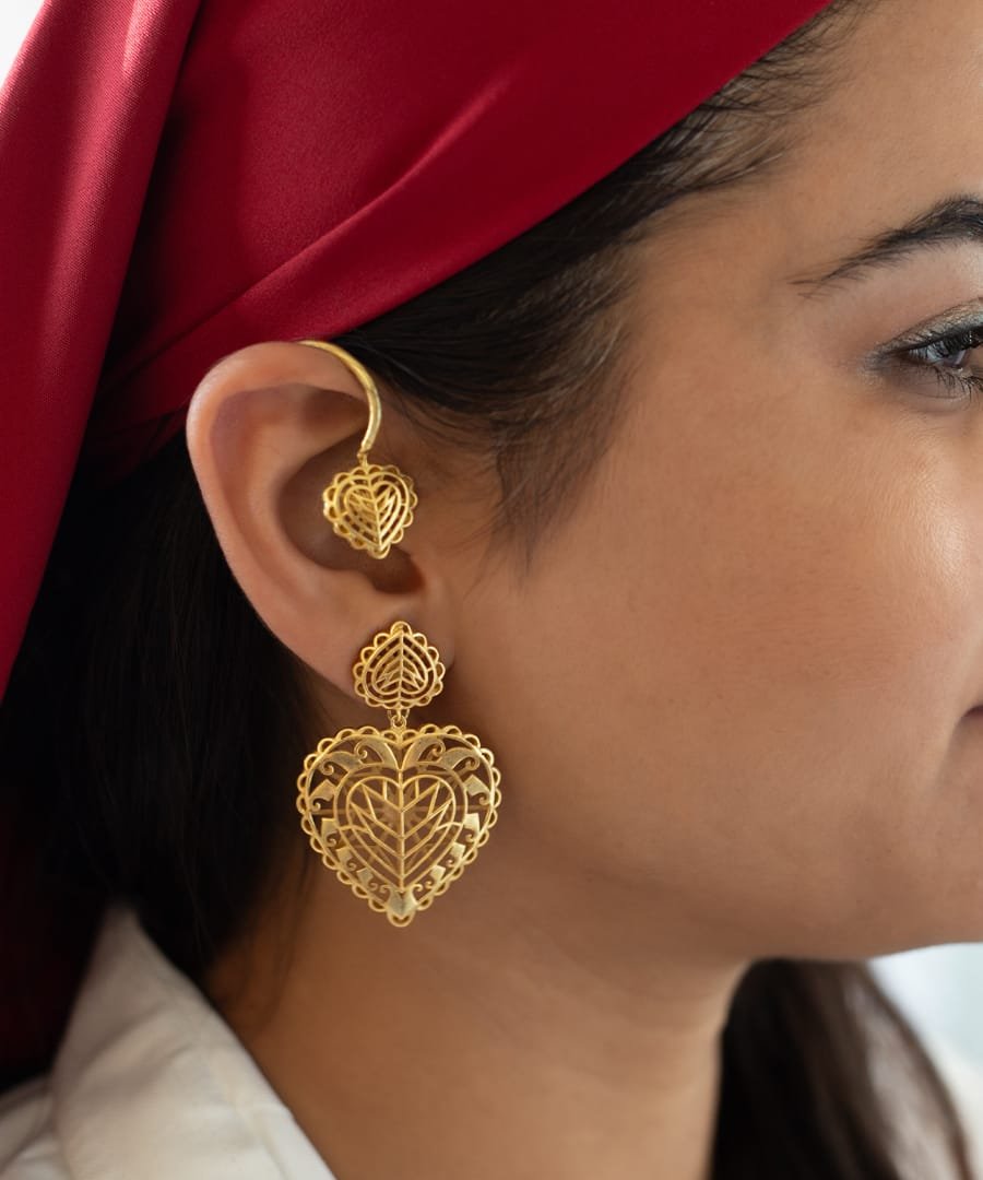 Rakaan Big Heart Drop Earrings With