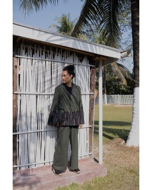 Handwoven Sailor Flared Pants - Green