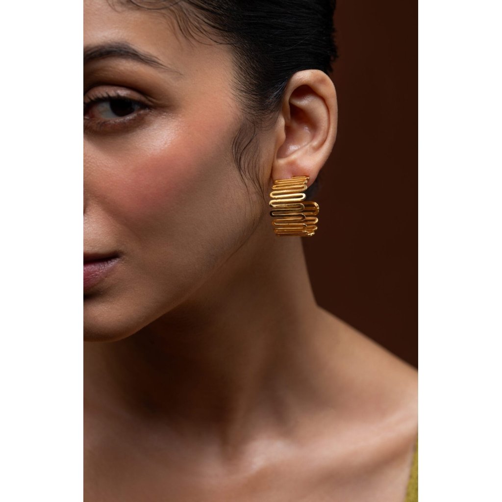 Golden Spiral Meadow Earrings