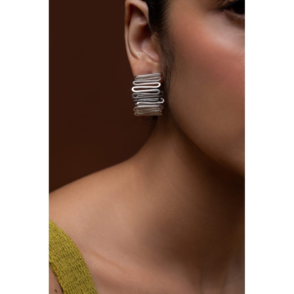 Silver Spiral Meadow Earrings