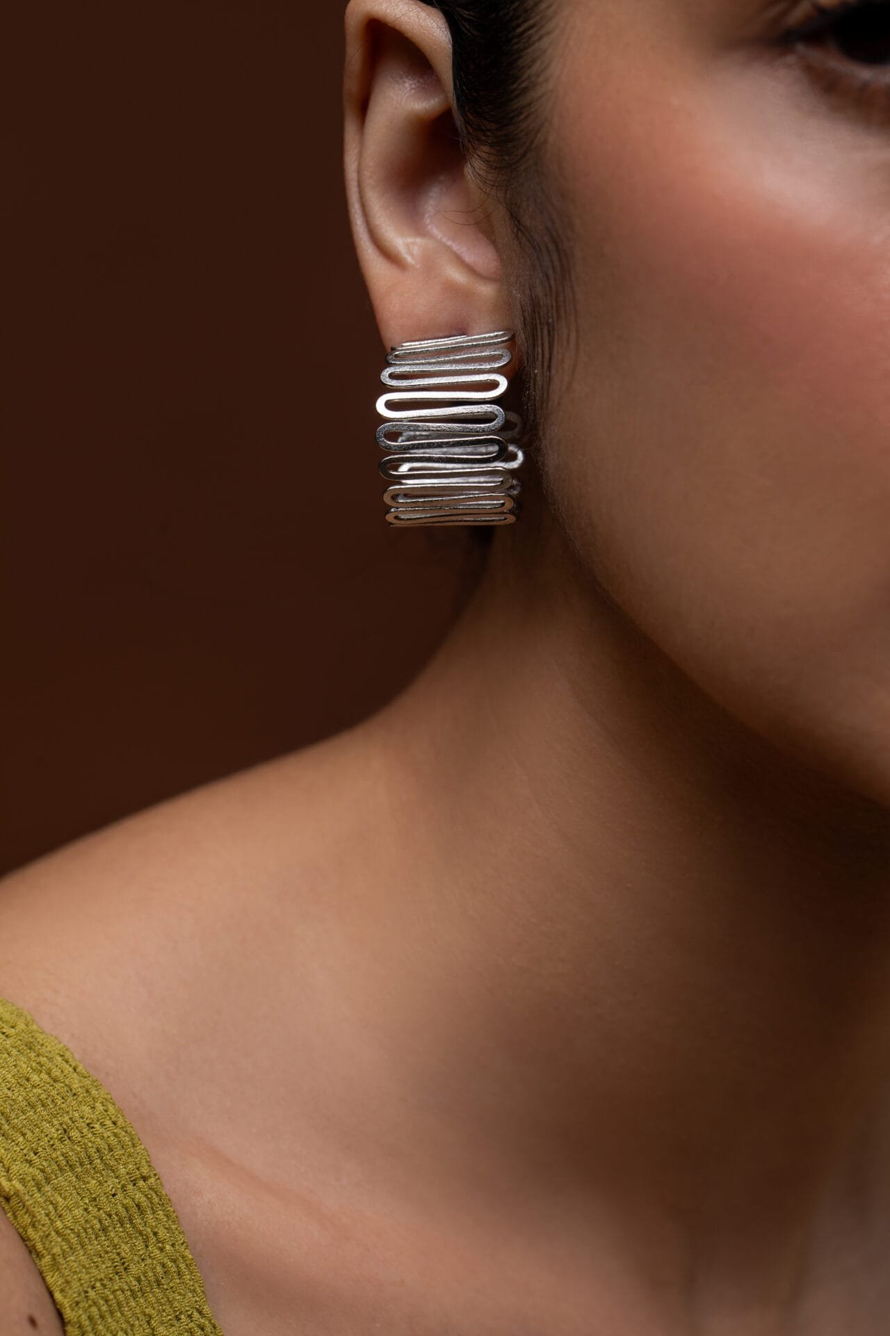 Silver Spiral Meadow Earrings